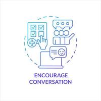 Encourage conversation blue gradient concept icon. Boost interaction with content. Audience engagement abstract idea thin line illustration. Isolated outline drawing vector