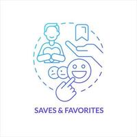 Saves and favorites blue gradient concept icon. Collecting liked content. Positive reaction. User satisfaction abstract idea thin line illustration. Isolated outline drawing vector