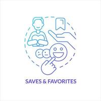 Saves and favorites blue gradient concept icon. Collecting liked content. Positive reaction. User satisfaction abstract idea thin line illustration. Isolated outline drawing vector