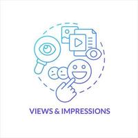 Views and impressions blue gradient concept icon. Post metrics. Social media research. Marketing analytics abstract idea thin line illustration. Isolated outline drawing vector