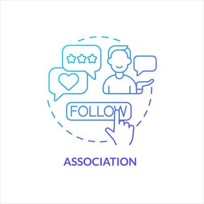 Association blue gradient concept icon. Social media following. Online network. Join to community abstract idea thin line illustration. Isolated outline drawing