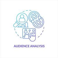 Audience analysis blue gradient concept icon. Marketing behavioral research. Social media metrics. Statistic abstract idea thin line illustration. Isolated outline drawing vector