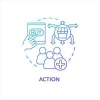 Action blue gradient concept icon. Encourage to interaction. Social media engagement. Motivate consumers abstract idea thin line illustration. Isolated outline drawing vector