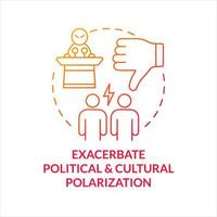 Exacerbate political and cultural polarization red gradient concept icon. Influence public opinion abstract idea thin line illustration. Isolated outline drawing vector