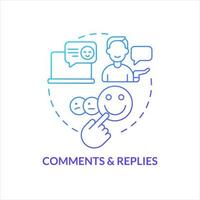 Comments and replies blue gradient concept icon. Social media activity. Users interaction. Online discussion abstract idea thin line illustration. Isolated outline drawing vector