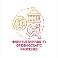 Harm sustainability of democratic processes red gradient concept icon. Lack of society involvement abstract idea thin line illustration. Isolated outline drawing vector