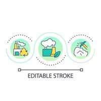 Reduce industrial impact loop concept icon. Environmental manufacturing. Exhaustive resources abstract idea thin line illustration. Isolated outline drawing. Editable stroke vector