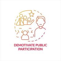 Demotivate public participation red gradient concept icon. Lack of social activity. Low involvement abstract idea thin line illustration. Isolated outline drawing vector