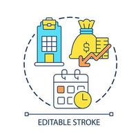 Office workplace concept icon. Strict job schedule. Cost reduction. Business optimization abstract idea thin line illustration. Isolated outline drawing. Editable stroke vector