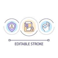 Personal information security loop concept icon. Protect private files. Provide data safety to client abstract idea thin line illustration. Isolated outline drawing. Editable stroke vector