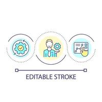 Optimization process loop concept icon. Analyze performance. Business consultant. Improve productivity abstract idea thin line illustration. Isolated outline drawing. Editable stroke vector