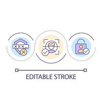 Biometric authentication loop concept icon. Secure password. Reliable access. Private safety abstract idea thin line illustration. Isolated outline drawing. Editable stroke vector