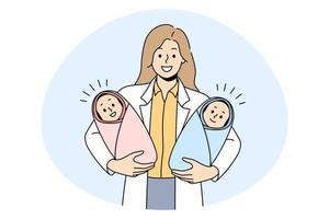 Giving birth to twins concept vector