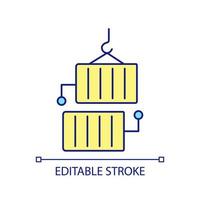 Manufacturing process RGB color icon. Sharing digital information. Replace data. Factory automation. Isolated vector illustration. Simple filled line drawing. Editable stroke