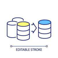 Replace database RGB color icon. Change server. Move digital information. Storage compliance. Isolated vector illustration. Simple filled line drawing. Editable stroke