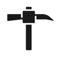 Pickaxe black glyph icon. Manual instruments for miners. Ore extraction. Coal mining. Heavy industry. Silhouette symbol on white space. Solid pictogram. Vector isolated illustration