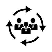 Personnel change line vector icon. People round cycle sign illustration. Human resource symbol.