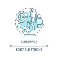 Screenings blue concept icon. Detect disease. Chronic disease management abstract idea thin line illustration. Isolated outline drawing. Editable stroke vector