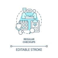 Regular checkup blue concept icon. Doctor appointment. Chronic disease management abstract idea thin line illustration. Isolated outline drawing. Editable stroke vector