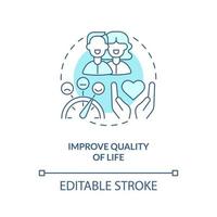 Improve quality of life blue concept icon. Goal of chronic disease management abstract idea thin line illustration. Isolated outline drawing. Editable stroke vector