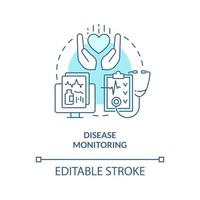 Disease monitoring blue concept icon. Tracking. Chronic disease management abstract idea thin line illustration. Isolated outline drawing. Editable stroke vector