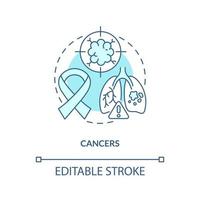 Cancers blue concept icon. Abnormal cell growth. Chronic diseases major group abstract idea thin line illustration. Isolated outline drawing. Editable stroke vector