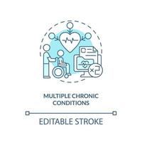 Multiple chronic conditions blue concept icon. Chronic care management challenge abstract idea thin line illustration. Isolated outline drawing. Editable stroke vector