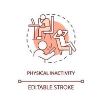 Physical inactivity red concept icon. Sedentary behavior. Chronic disease risk abstract idea thin line illustration. Isolated outline drawing. Editable stroke vector