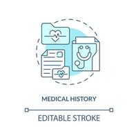 Medical history blue concept icon. Anamnesis. Chronic disease comprehensive plan abstract idea thin line illustration. Isolated outline drawing. Editable stroke vector