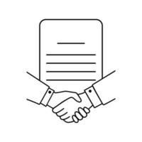 Business contract line vector icon. Handshake illustration sign. partners symbol. document logo. deal mark.