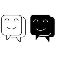 Smile face vector icon set. Happy emoticon chat illustration sign collection. Speech bubble symbol.