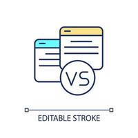 Struggle between two choice RGB color icon. Versus. Comparing different variant. Choosing. Tasks list. Isolated vector illustration. Simple filled line drawing. Editable stroke