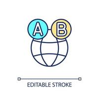 Location RGB color icon. Navigation. Placement. Global positioning system. Two points on globe. Isolated vector illustration. Simple filled line drawing. Editable stroke