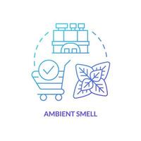 Ambient smell blue gradient concept icon. Olfactory branding type abstract idea thin line illustration. Cover up bad odor in store. Air quality. Isolated outline drawing vector