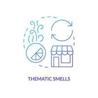 Thematic smells blue gradient concept icon. Scent advertising type abstract idea thin line illustration. Physical space with brand fragrance. Isolated outline drawing vector