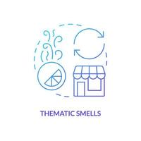 Thematic smells blue gradient concept icon. Scent advertising type abstract idea thin line illustration. Physical space with brand fragrance. Isolated outline drawing vector