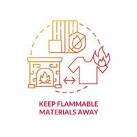 Keep flammable materials away red gradient concept icon. Fire prevention. Flame precautions. Heating safety abstract idea thin line illustration. Isolated outline drawing vector