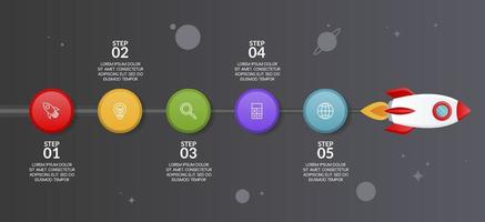 Infographics design template and icons with 5 options or 5 steps vector