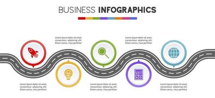 Infographics design template and icons with 5 options or 5 steps vector