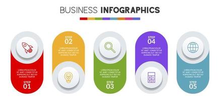 Infographics design template and icons with 5 options or 5 steps vector