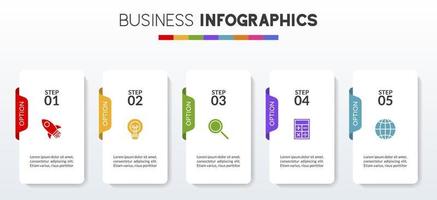 Infographics design template and icons with 5 options or 5 steps vector