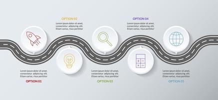 Infographics design template and icons with 5 options or 5 steps vector