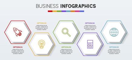 Infographics design template and icons with 5 options or 5 steps vector