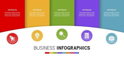 Infographics design template and icons with 5 options or 5 steps vector