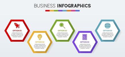 Infographics design template and icons with 5 options or 5 steps vector