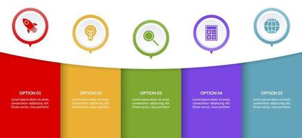 infografia diseño modelo y íconos con 5 5 opciones o 5 5 pasos vector