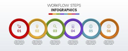 Infographics design template and icons with 6 options or 6 steps vector