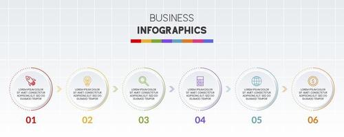 Infographics design template and icons with 6 options or 6 steps vector