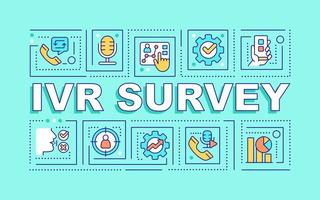 IVR survey word concepts blue banner. Online customer satisfaction poll. Infographics with editable icons on color background. Isolated typography. Vector illustration with text