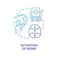 Activation of desire blue gradient concept icon. Sensory system in consumer behavior abstract idea thin line illustration. Engagement. Isolated outline drawing vector